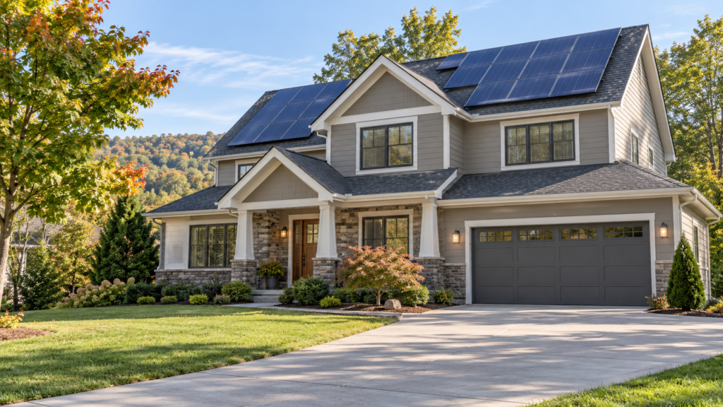 North Georgia home with rooftop solar panels prepared for sale